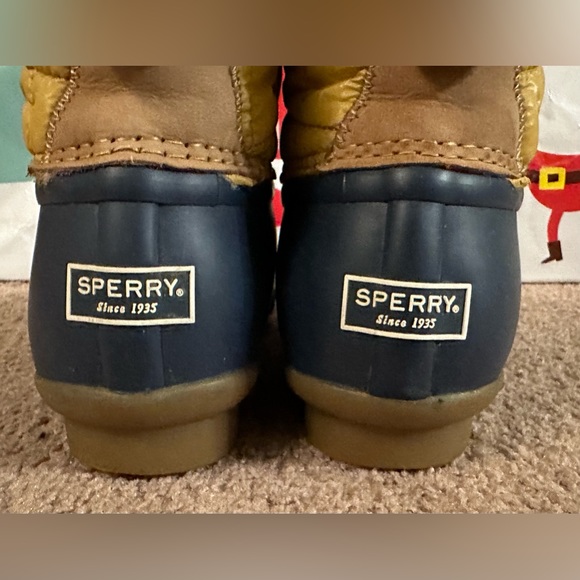 Sperry Saltwater Jetty Waterproof Duck Boots Rain Boots Yellow Navy Velcro Sz 6 - Picture 11 of 16